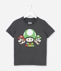 Camiseta Infantil com Bordado Super Mario - Tam 3 a 8 Anos
