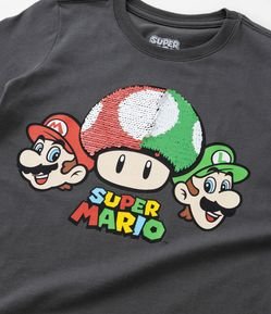Camiseta Infantil com Bordado Super Mario - Tam 3 a 8 Anos