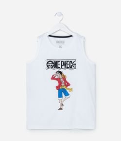 Regata Infantil com Estampa do Luffy de One Piece - Tam 5 a 14 Anos