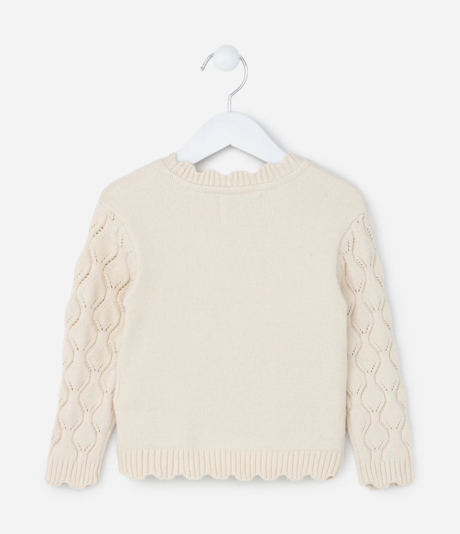 Suéter Infantil Texturizado com Bordado Coelhinha - Tam 1 a 5 Anos Bege 2