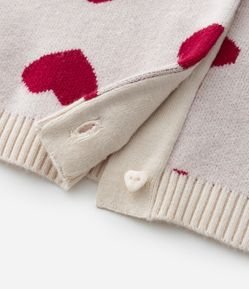 Cardigan Infantil em Tricô com Estampa Corações - Tam 1 a 5 Anos