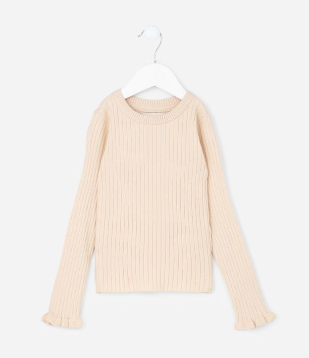 Blusa Infantil em Tricô com Babadinho no Punho - Tam 1 a 5 Anos