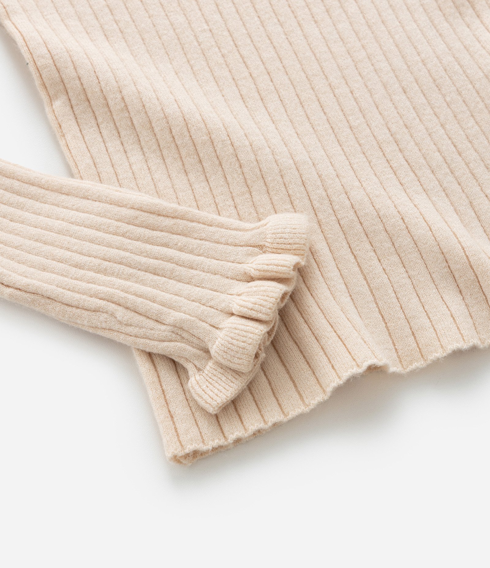 Blusa Infantil em Tricô com Babadinho no Punho - Tam 1 a 5 Anos Bege 4