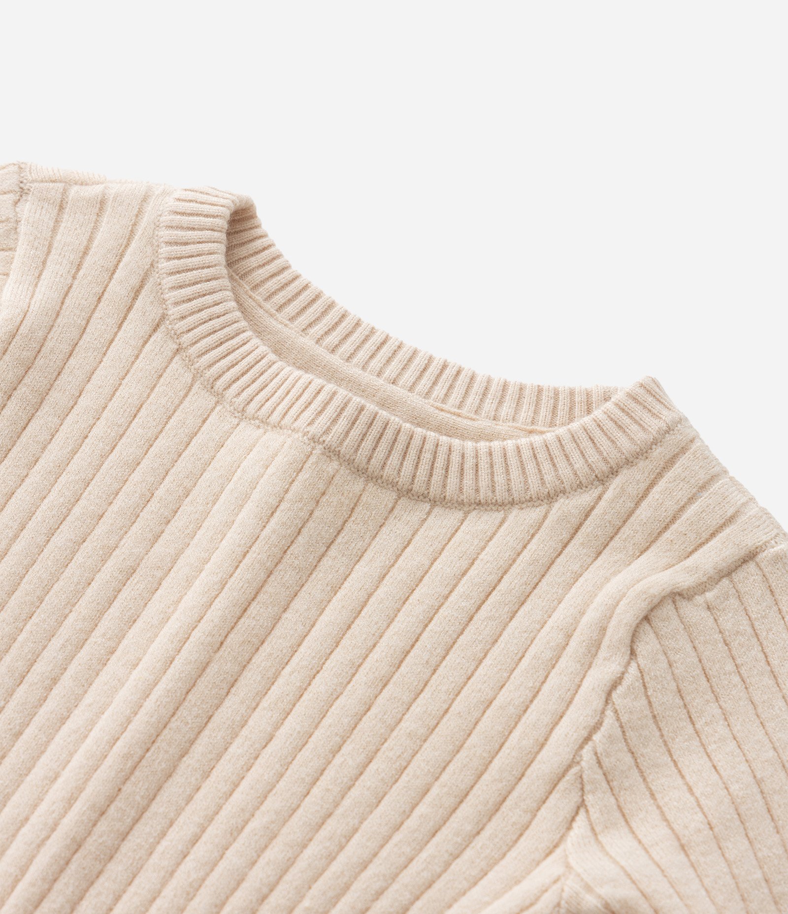 Blusa Infantil em Tricô com Babadinho no Punho - Tam 1 a 5 Anos Bege 5