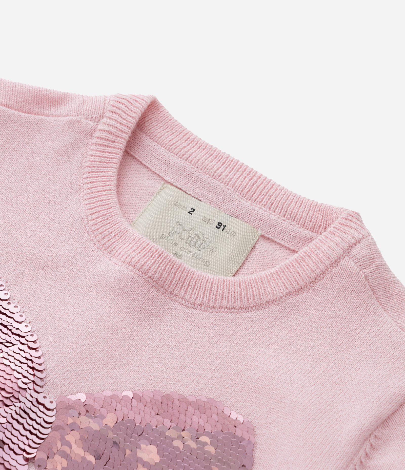 Suéter Infantil em Tricô com Bordado em Paetês - Tam 1 a 5 Anos Rosa 4