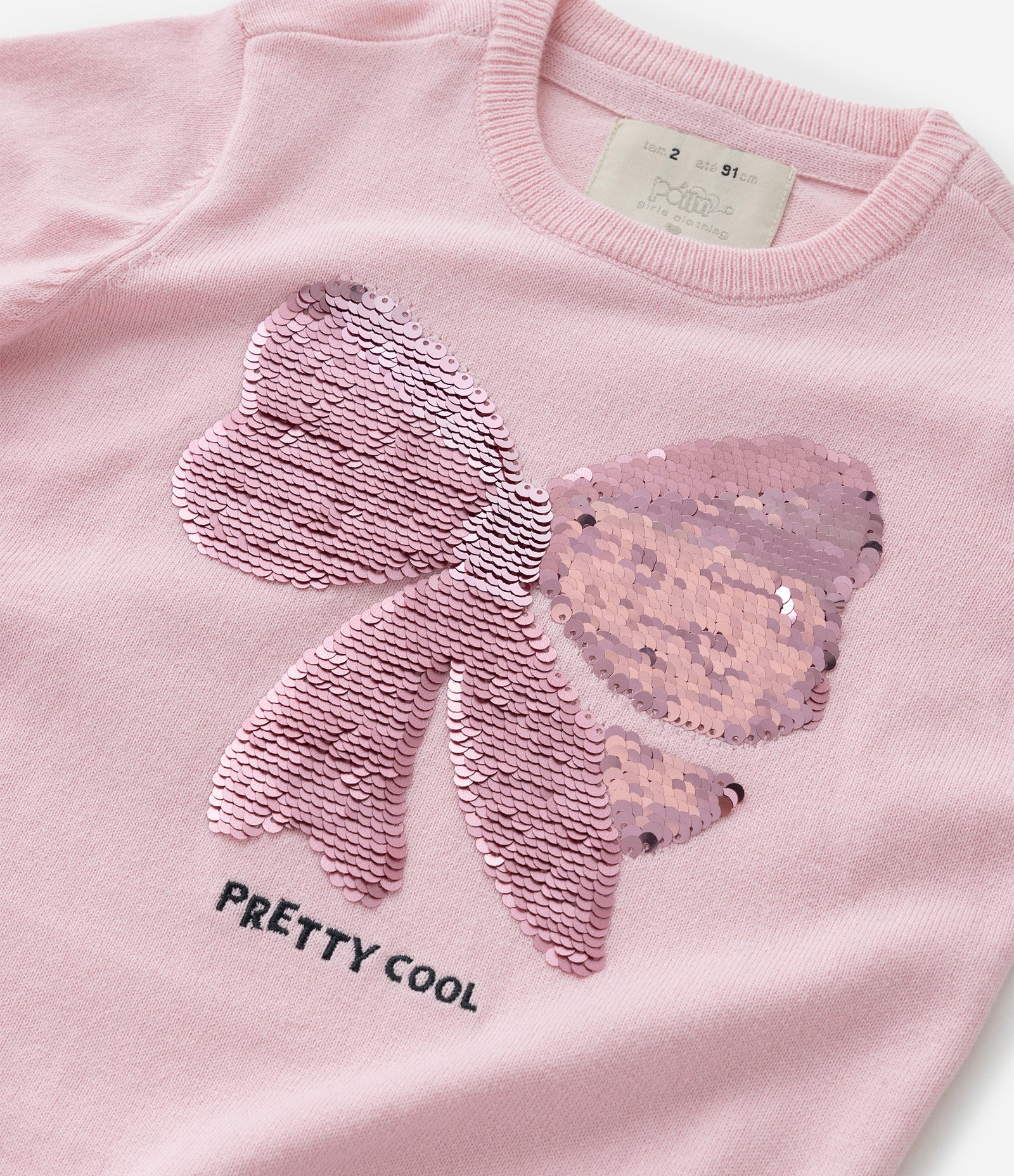 Suéter Infantil em Tricô com Bordado em Paetês - Tam 1 a 5 Anos Rosa 6