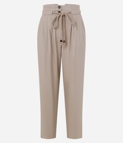 Calca Cenoura em Viscolinho com Pregas Frontais e Amarração no Cós