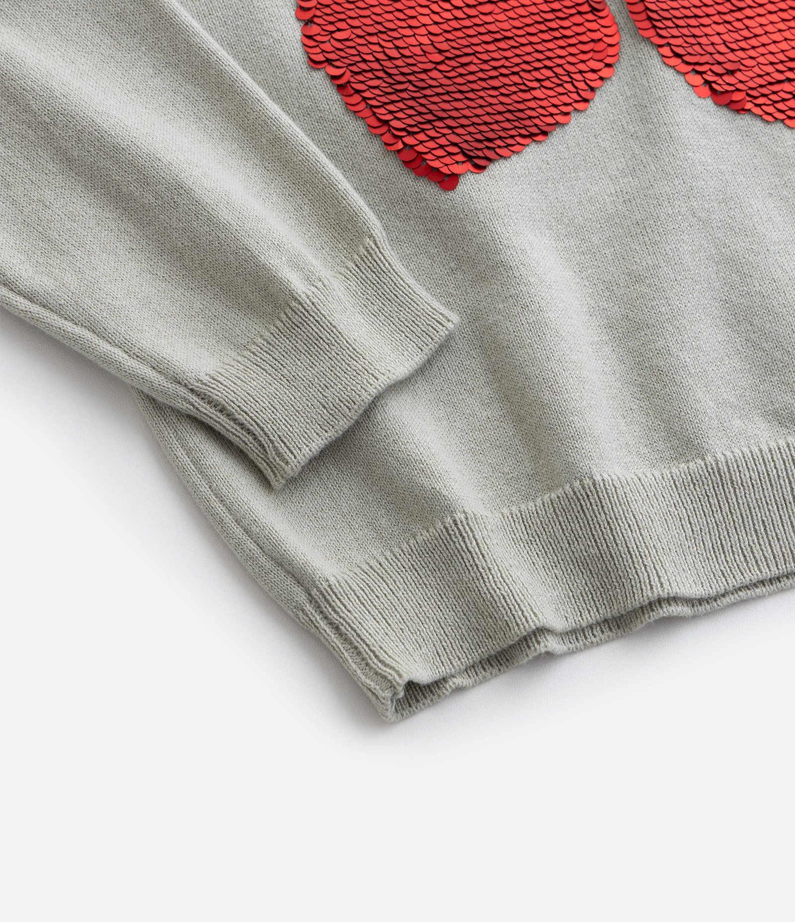 Suéter Infantil com Bordado Cerejas em Paetê - Tam 1 a 5 Anos Cinza 4