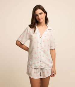 Pijama Short Doll em Viscose Estampa Coqueiros