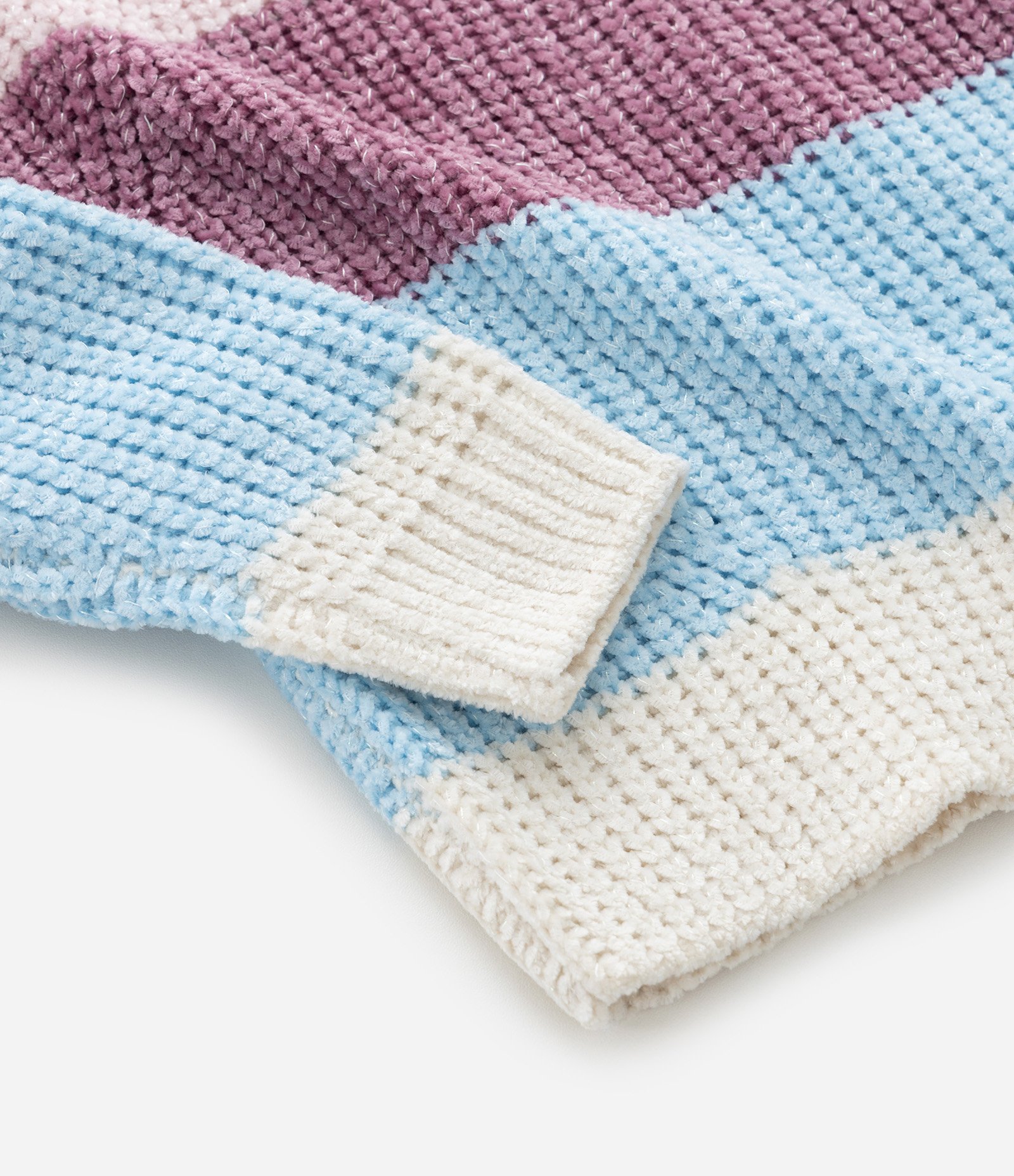 Suéter Infantil Chenille com Estampa Listrada - Tam 1 a 5 Anos Rosa/Bege/Azul 4