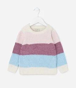 Suéter Infantil Chenille com Estampa Listrada - Tam 1 a 5 Anos