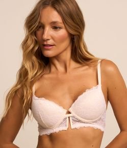 Sutiã Base em Renda Floral com Bojo Oco e Tiras nas Costas