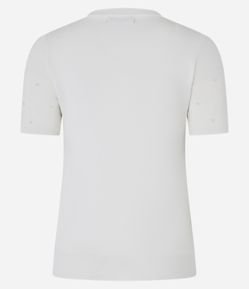 Blusa em Tricô com Aplicação de Pérolas e Strass