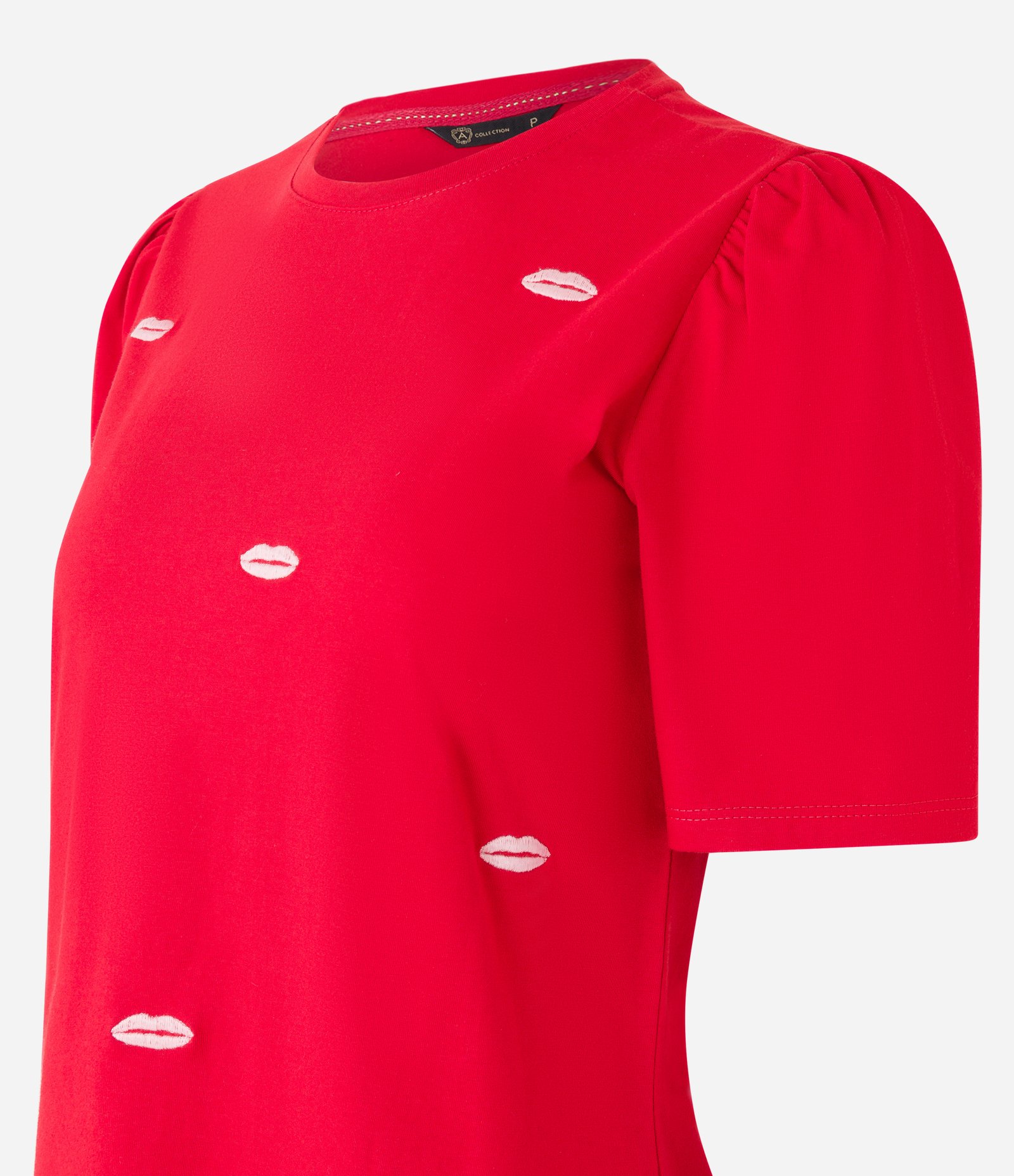 Blusa em Algodão com Manga Bufante e Bordado Boquinhas Vermelho 5
