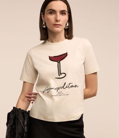 Camiseta em Algodão com Estampa Cosmopolitan Camiseta em Algodão com Estampa Cosmopolitan