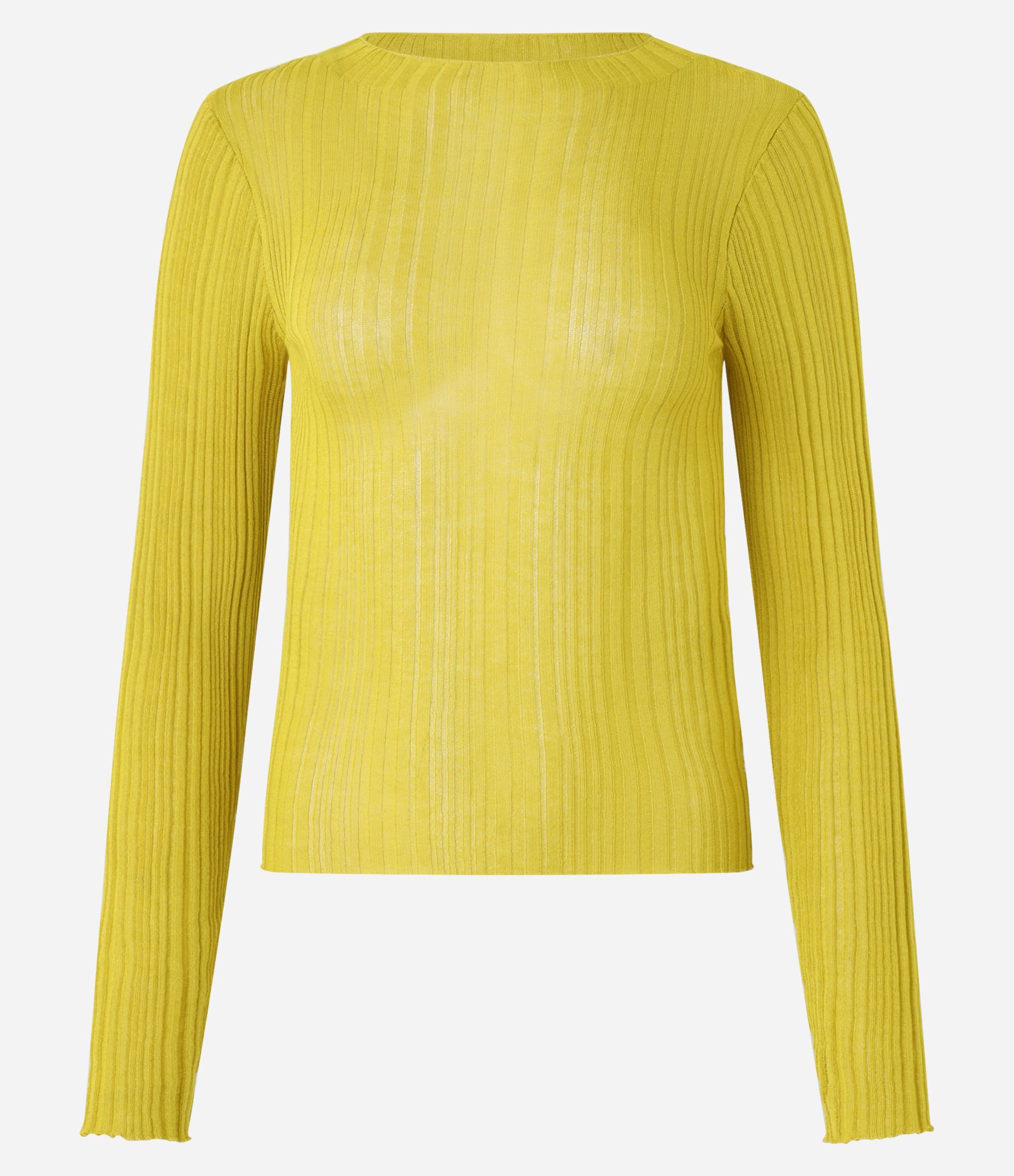 Blusa Tricô Canelada com Gola Alta Amarelo 6