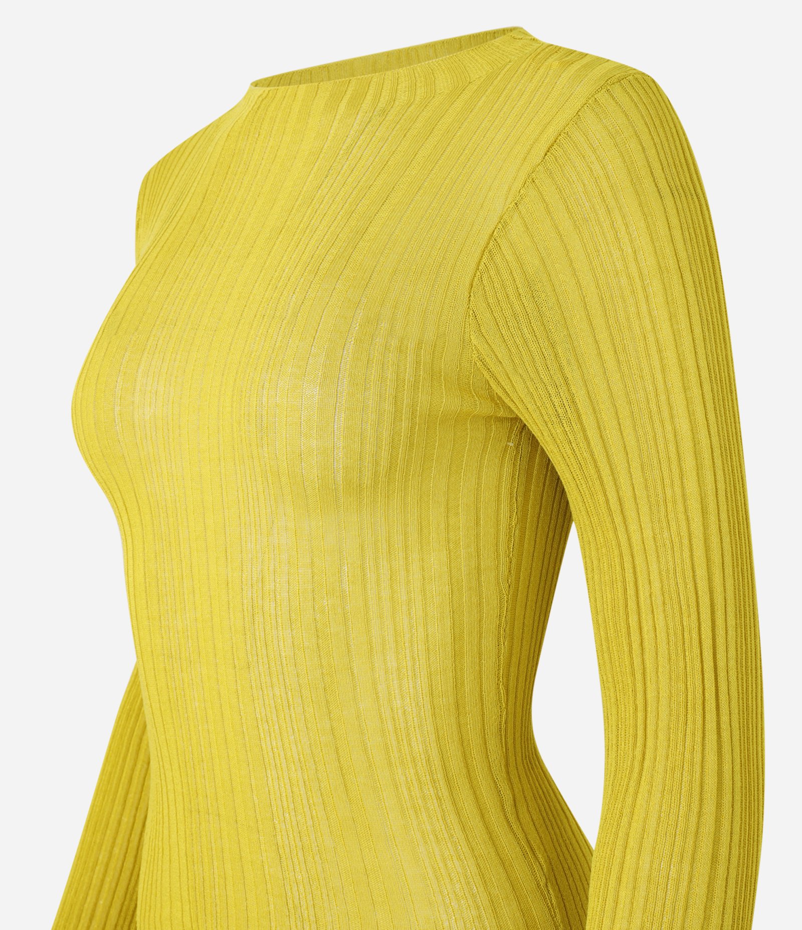 Blusa Tricô Canelada com Gola Alta Amarelo 7