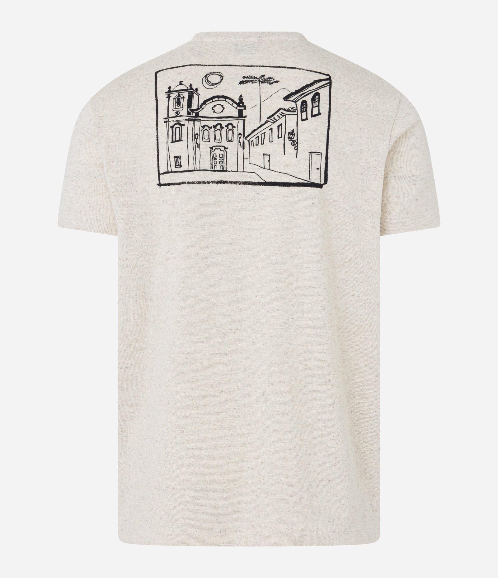 Camiseta com Estampa Cidade Histórica Frente e Costas Bege 8