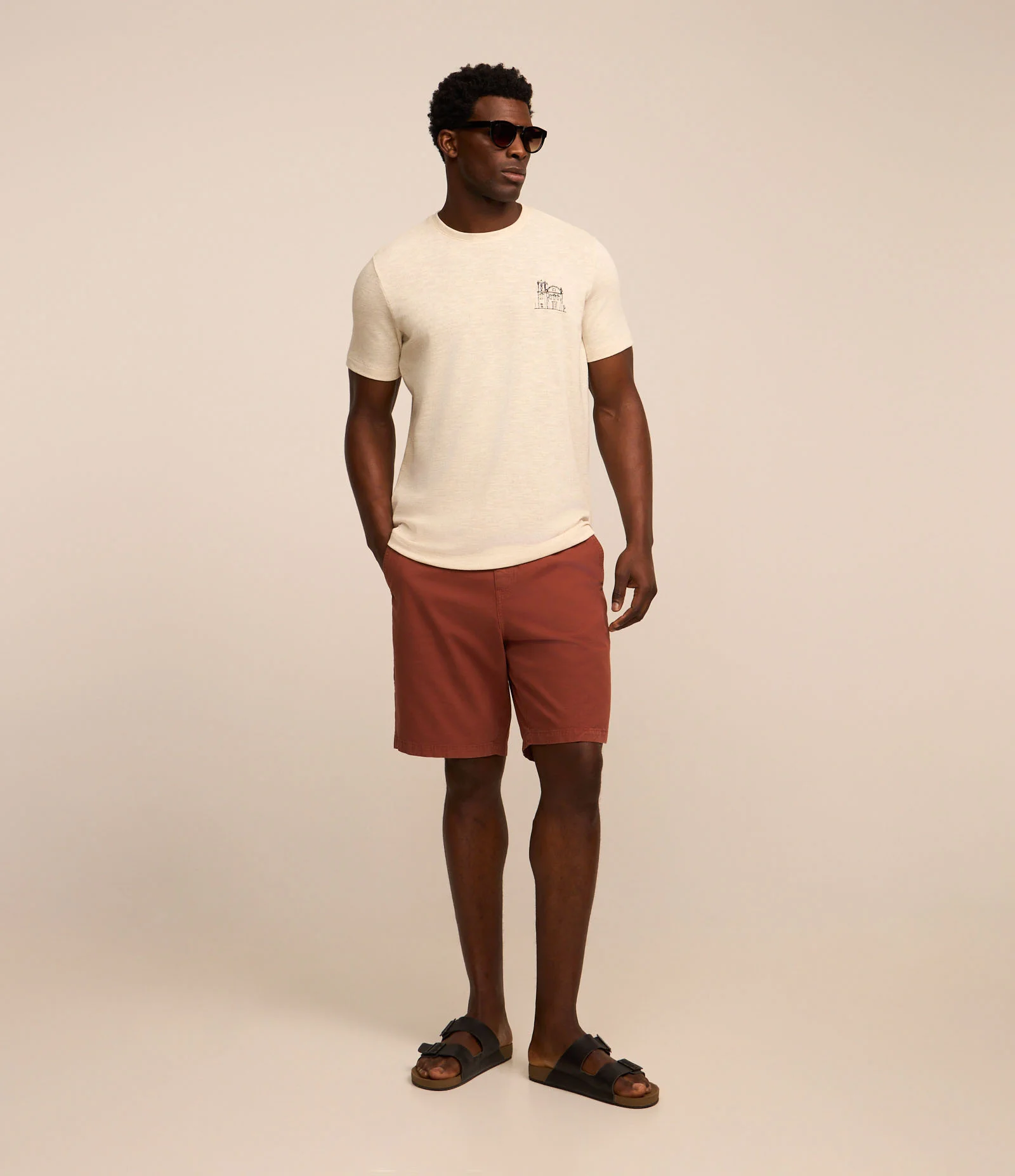 Camiseta com Estampa Cidade Histórica Frente e Costas Bege 2