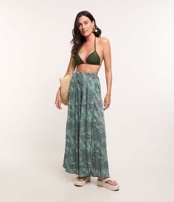 Saída de Praia Calça Pantalona em Poliamida com Estampa Nascentes