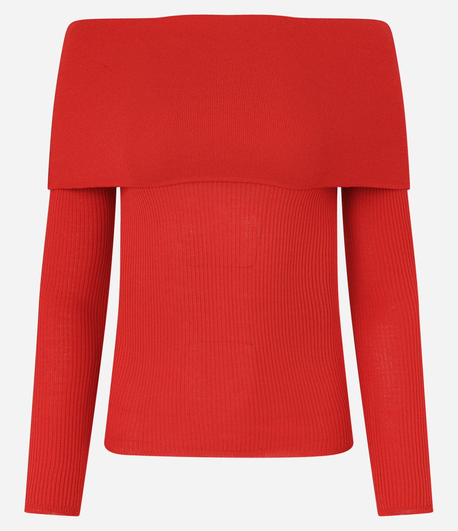 Blusa Ombro a Ombro em Tricô Canelado com Decote Virado Vermelho 7