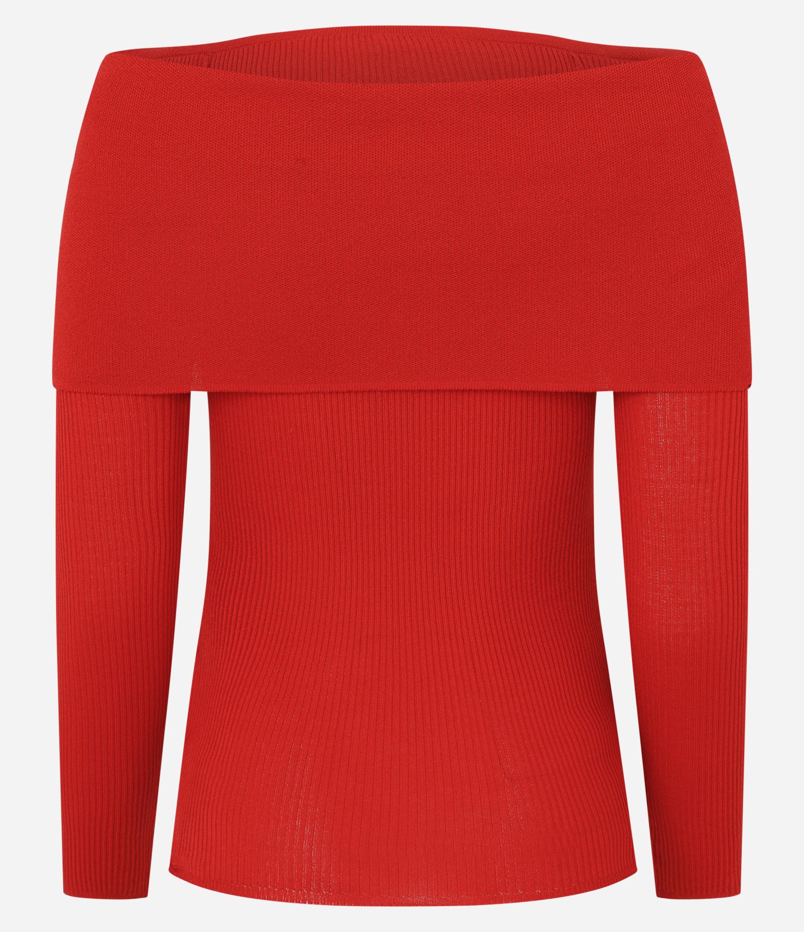 Blusa Ombro a Ombro em Tricô Canelado com Decote Virado Vermelho 8