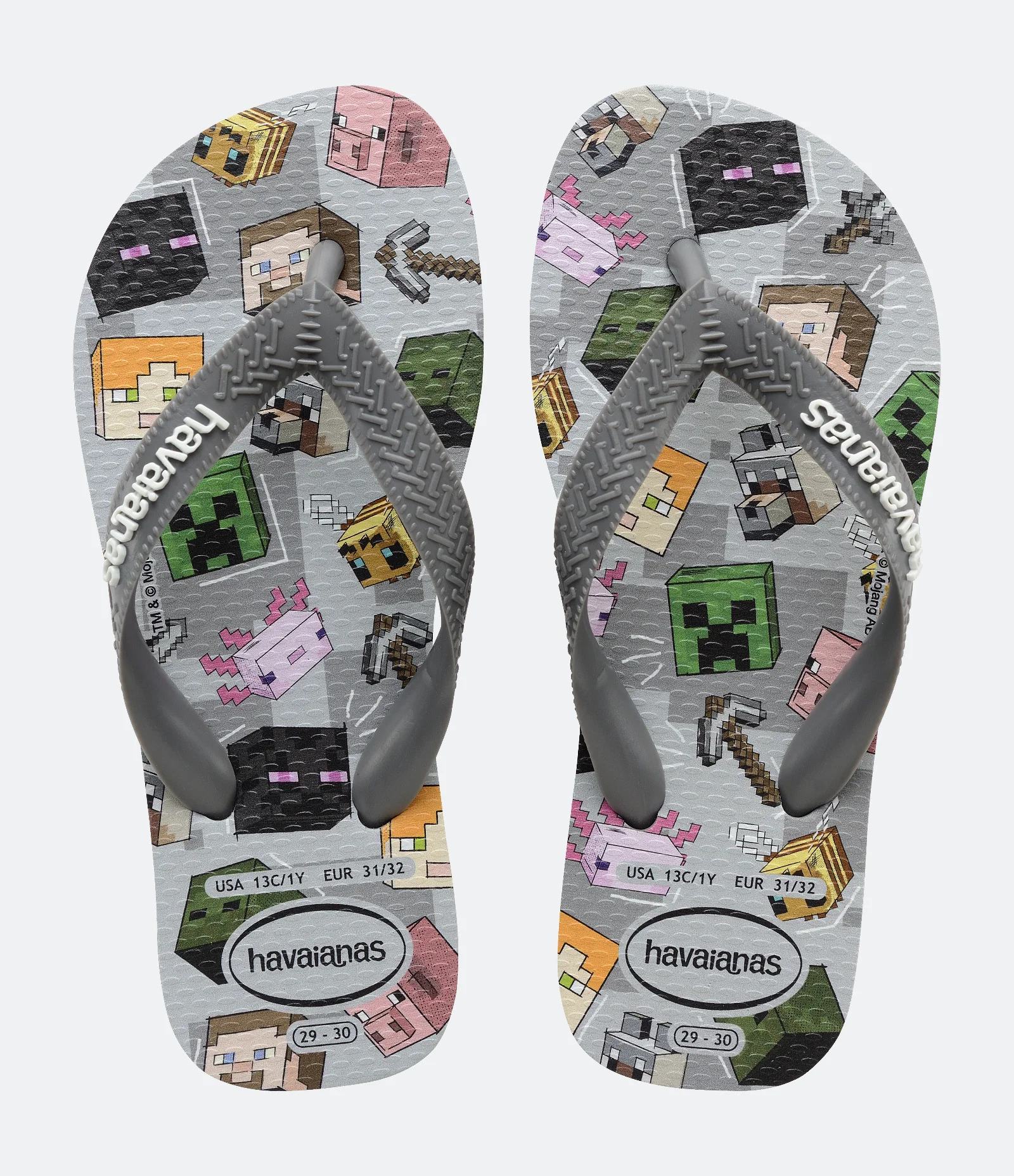 Chinelo Infantil com Estampa Minecraft Havaianas - Tam 23 ao 32 Cinza 1