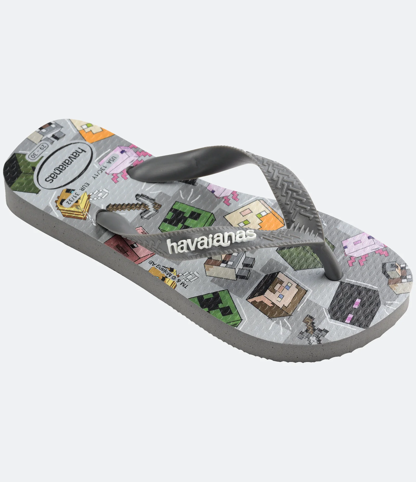 Chinelo Infantil com Estampa Minecraft Havaianas - Tam 23 ao 32 Cinza 2