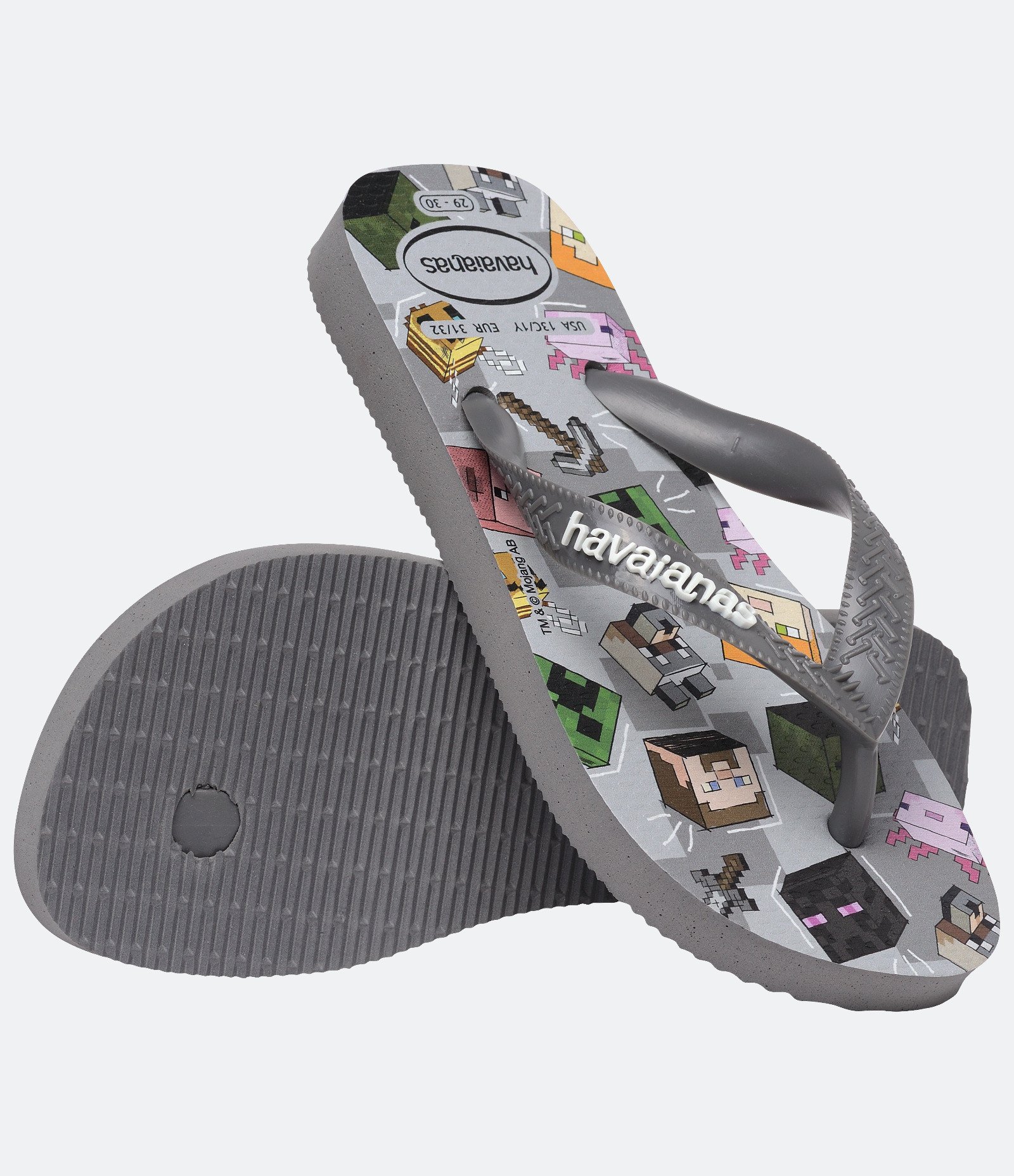 Chinelo Infantil com Estampa Minecraft Havaianas - Tam 23 ao 32 Cinza 3