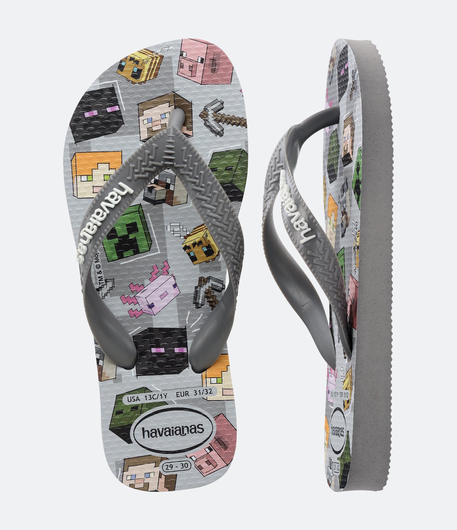 Chinelo Infantil com Estampa Minecraft Havaianas - Tam 23 ao 32 Cinza 4