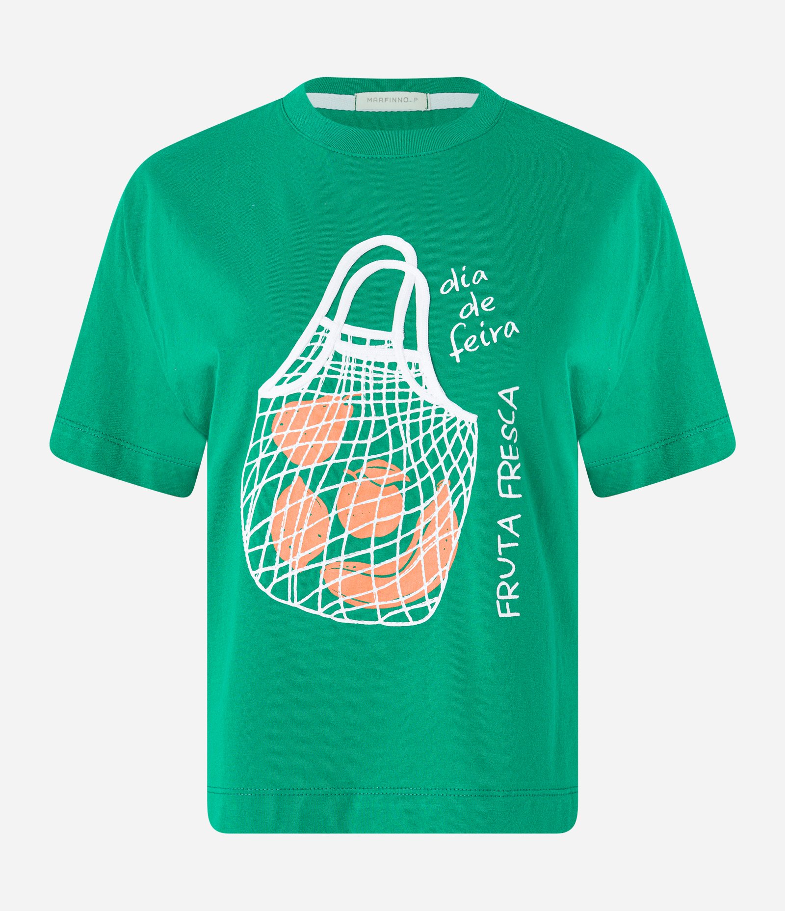 Camiseta em Algodão com Estampa Dia de Feira Fruta Fresca Verde 4