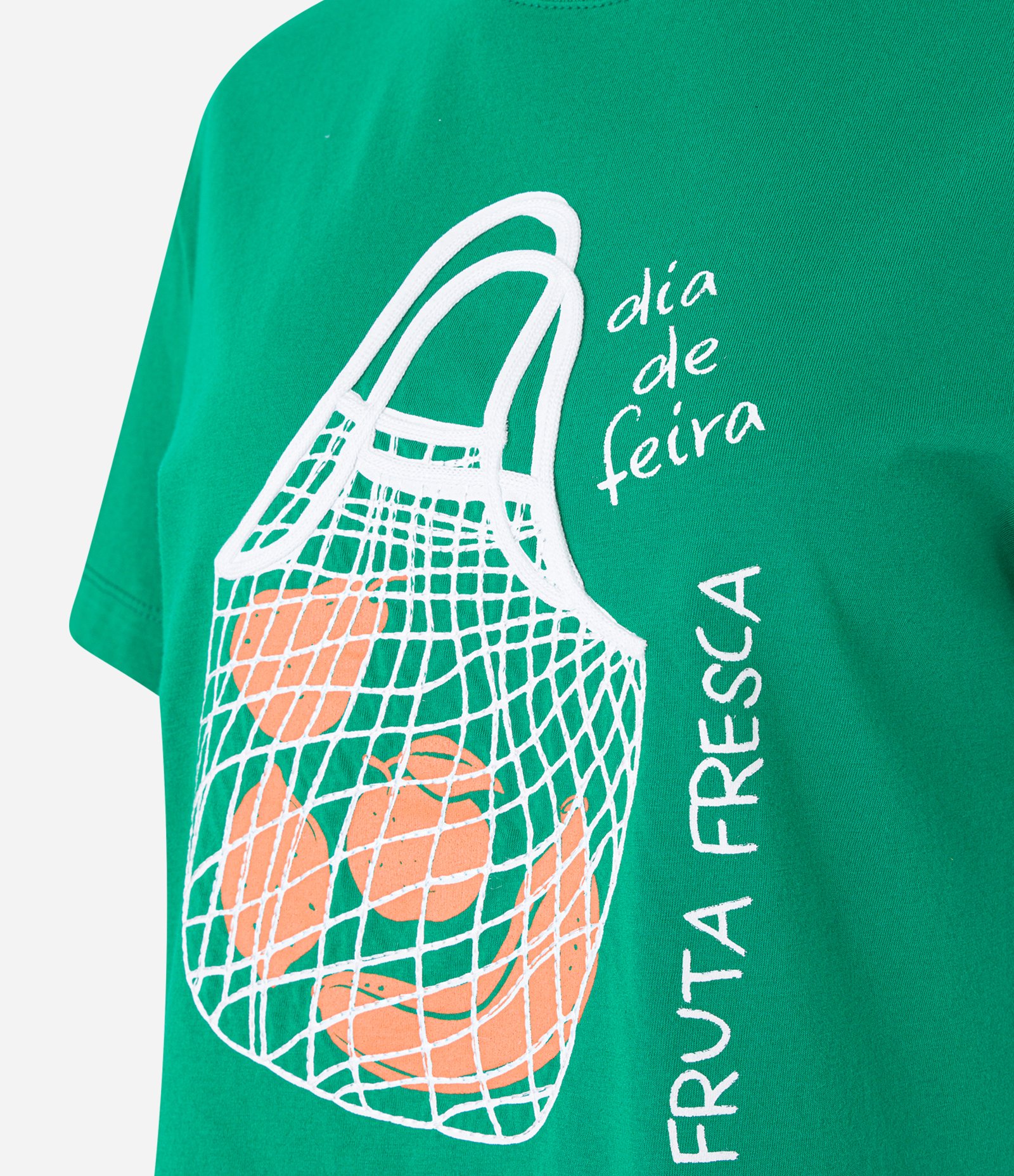 Camiseta em Algodão com Estampa Dia de Feira Fruta Fresca Verde 5