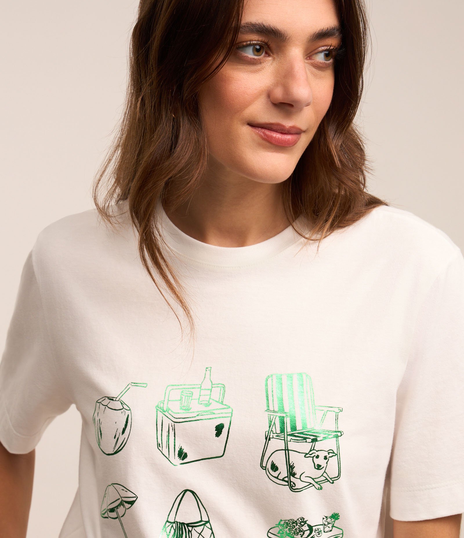 Camiseta em Algodão com Estampa Brasilidades em Foil Branco Neve 4