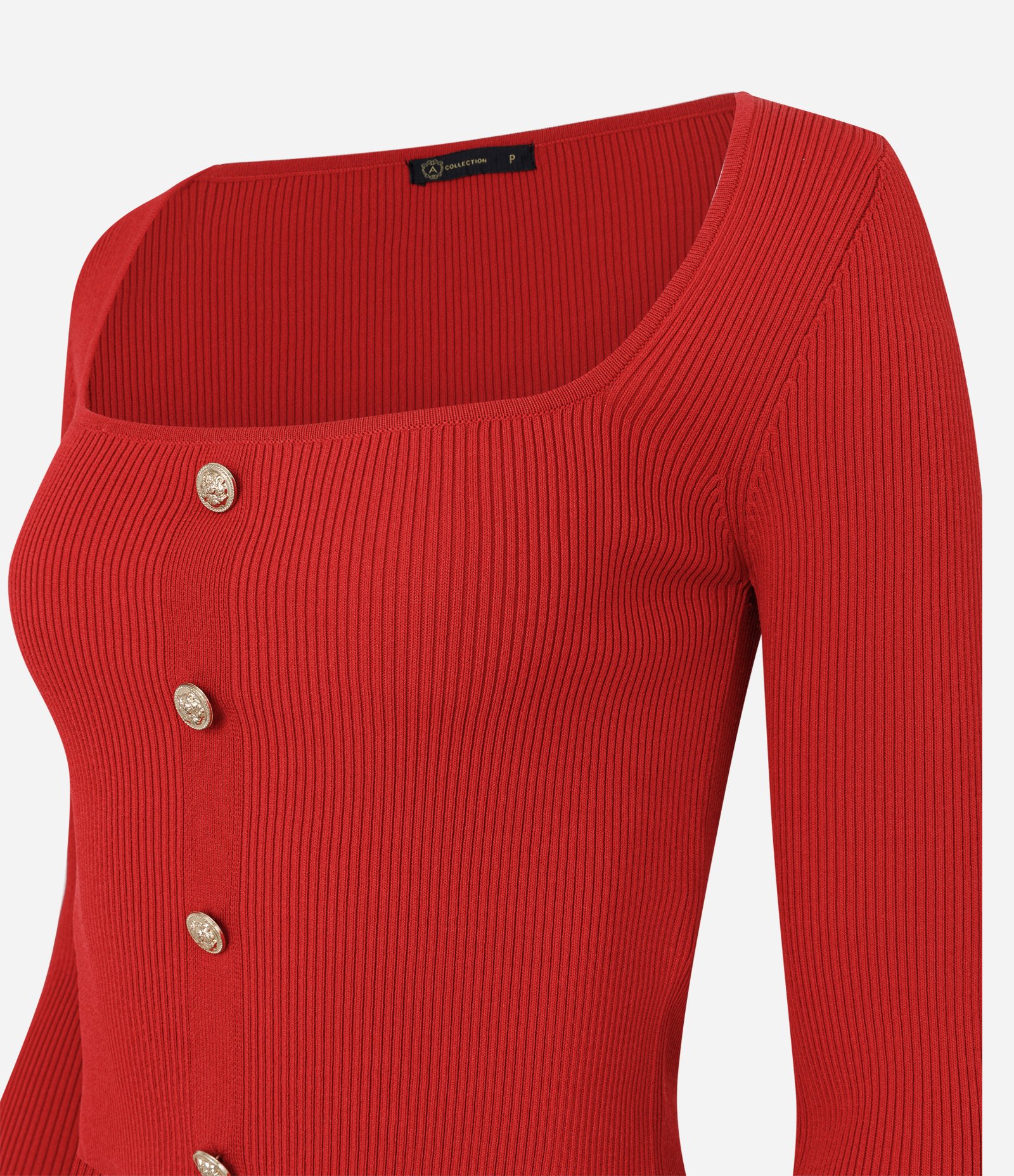 Blusa Cropped em Tricô com Botões Vermelho 6