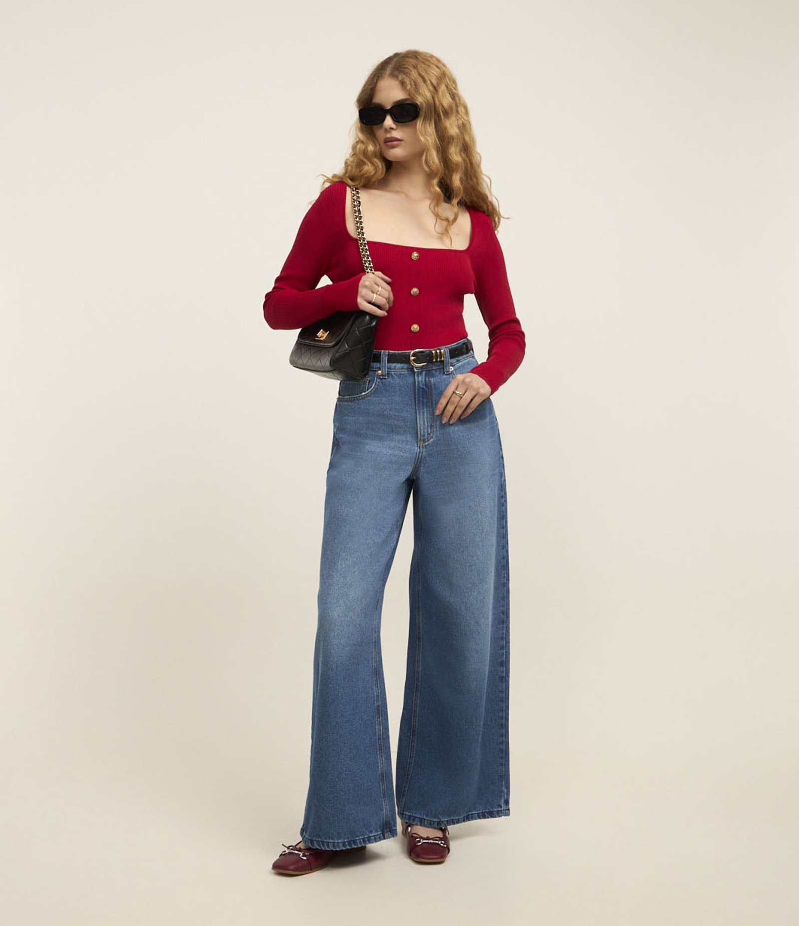 Blusa Cropped em Tricô com Botões Vermelho 2
