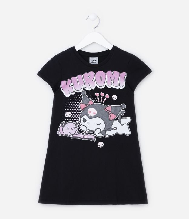 Camisola Infantil com Estampa da Kuromi com Glitter - Tam 5 ao 14 Anos