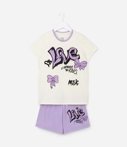 Pijama Curto com Estampa Lettering Love - Tam 5 a 14 Anos