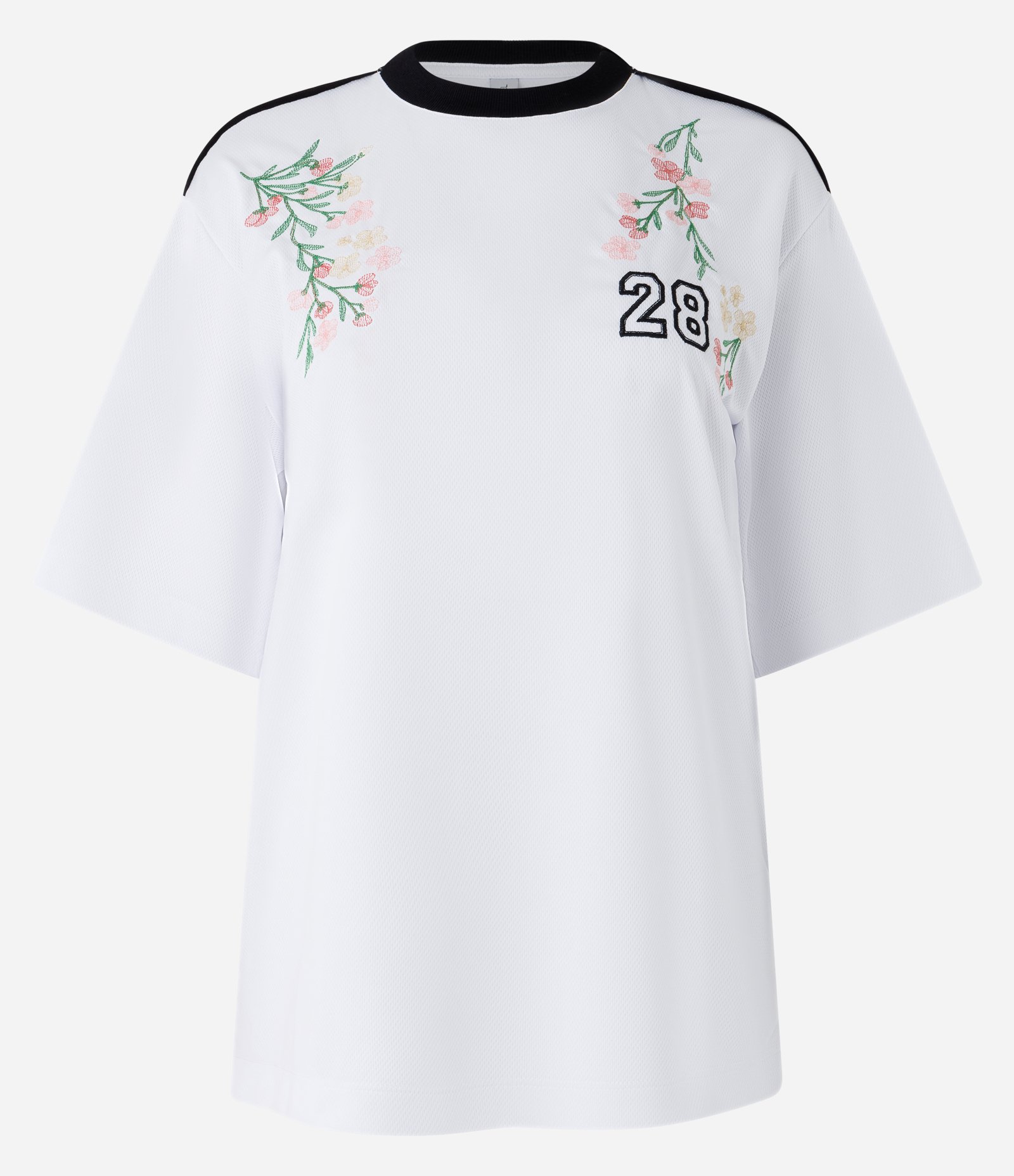 Blusa Esportiva em Tecnologia Dry com Bordado Floral e Numérico Branco 5