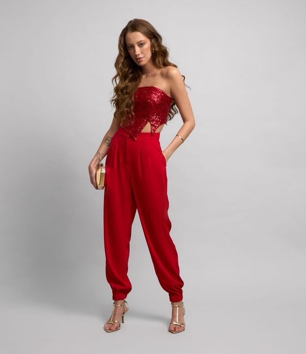 Calça Jogger em Crepe com Pregas
