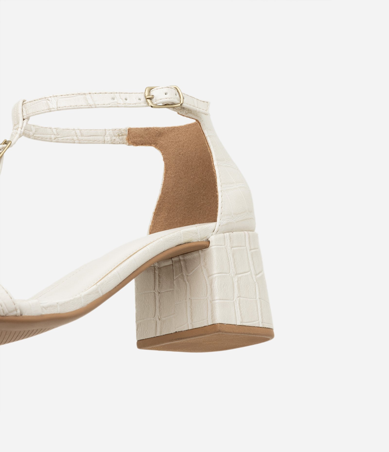 Sandália em PU com Textura Croco e Tiras Finas Off White 3