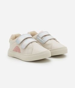 Tênis Infantil com Recorte Contrastante e Dois Velcros - Tam 22 ao 29