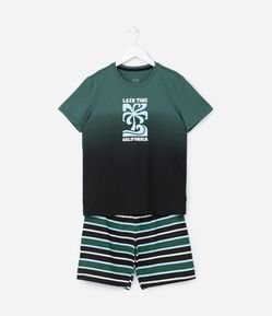 Pijama Curto Infantil com Estampa Listras - Tam 5 a 14  Anos