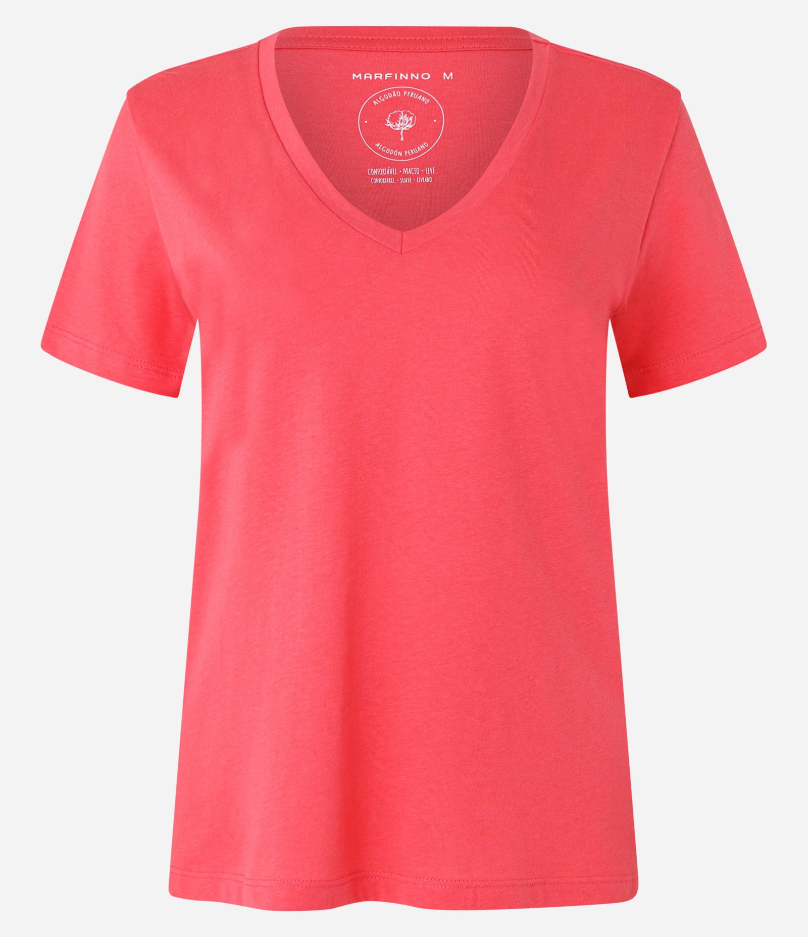 Blusa Básica em Algodão Peruano com Decote V Rosa Terracota 5