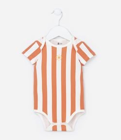 Body Infantil em Algodão com Estampa Listrada com Sol - Tam 0 a 18 meses