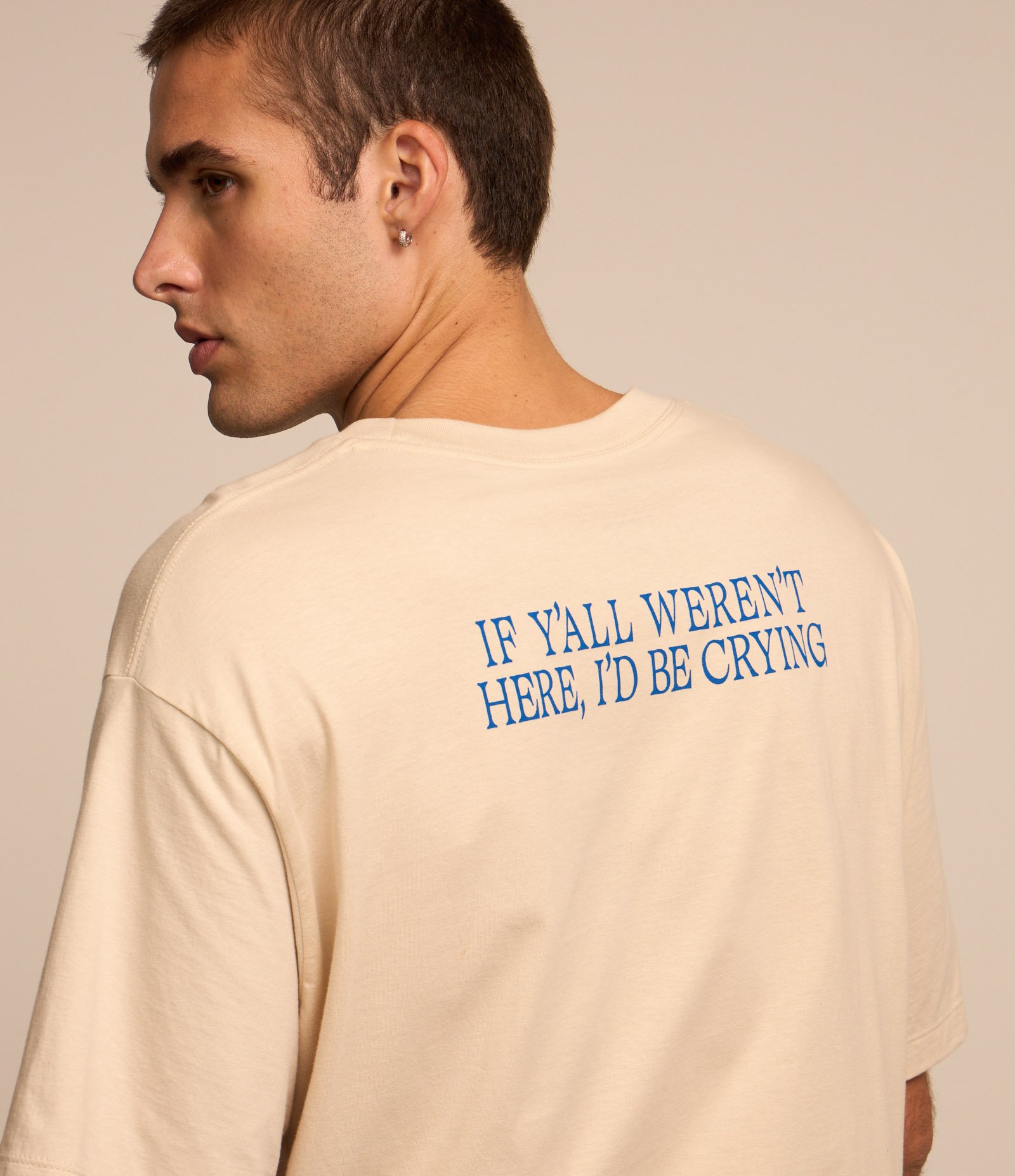 Camiseta Boxy em Algodão com Estampa Post Malone Bege 4