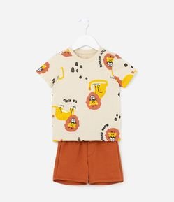 Conjunto Infantil em Algodão com Estampa Leãozinho - 1 a 5 Anos