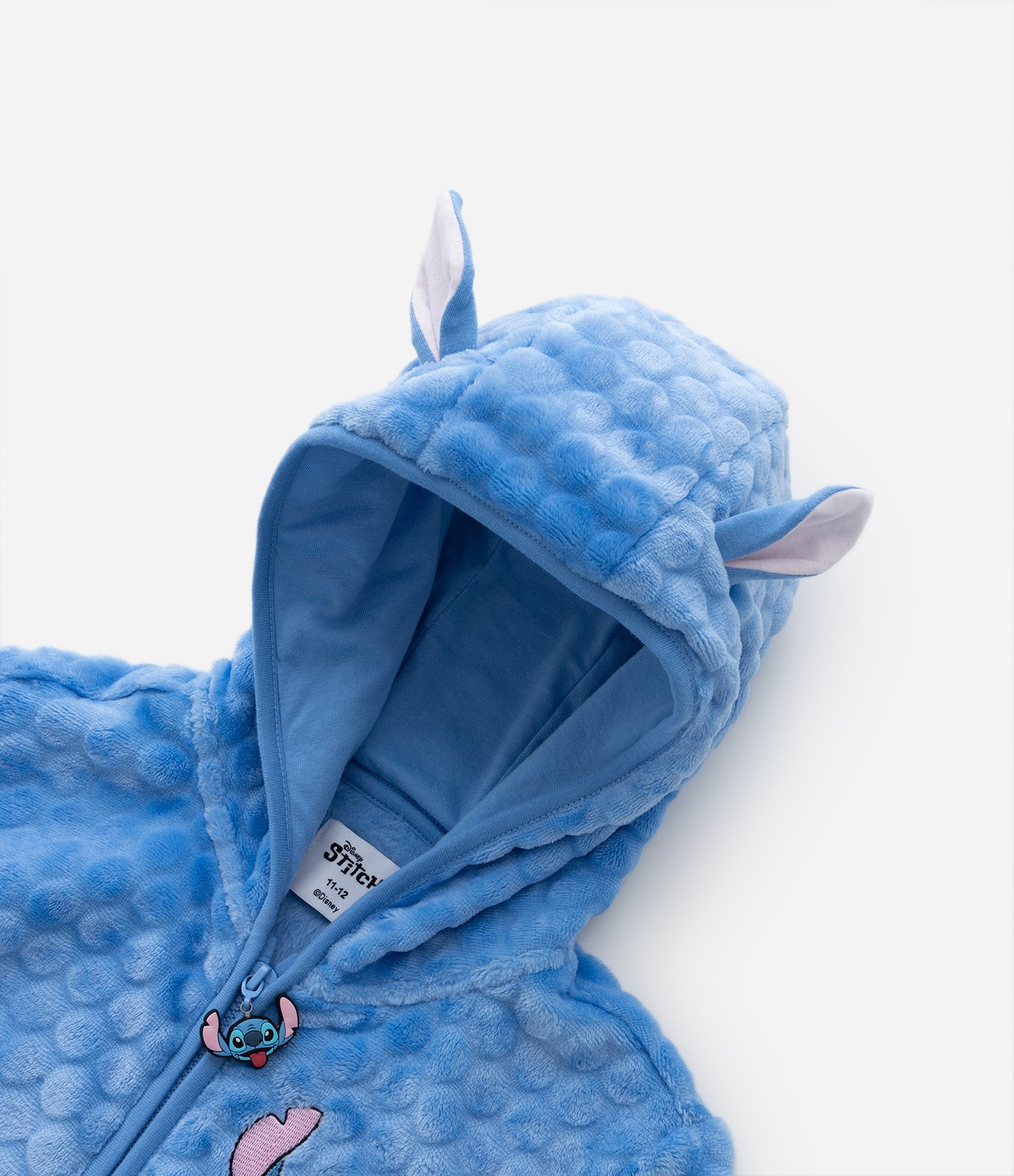 Jaqueta Infantil em Fleece com Bordado Stitch e Capuz com Orelinhas - Tam 5 A 14 Anos Azul 7