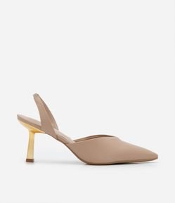 Sapato Scarpin em PU com Salto Cromado