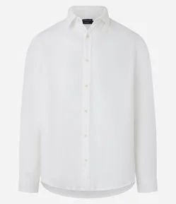 Camisa Comfort em Linho Puro e Gola com Lapela