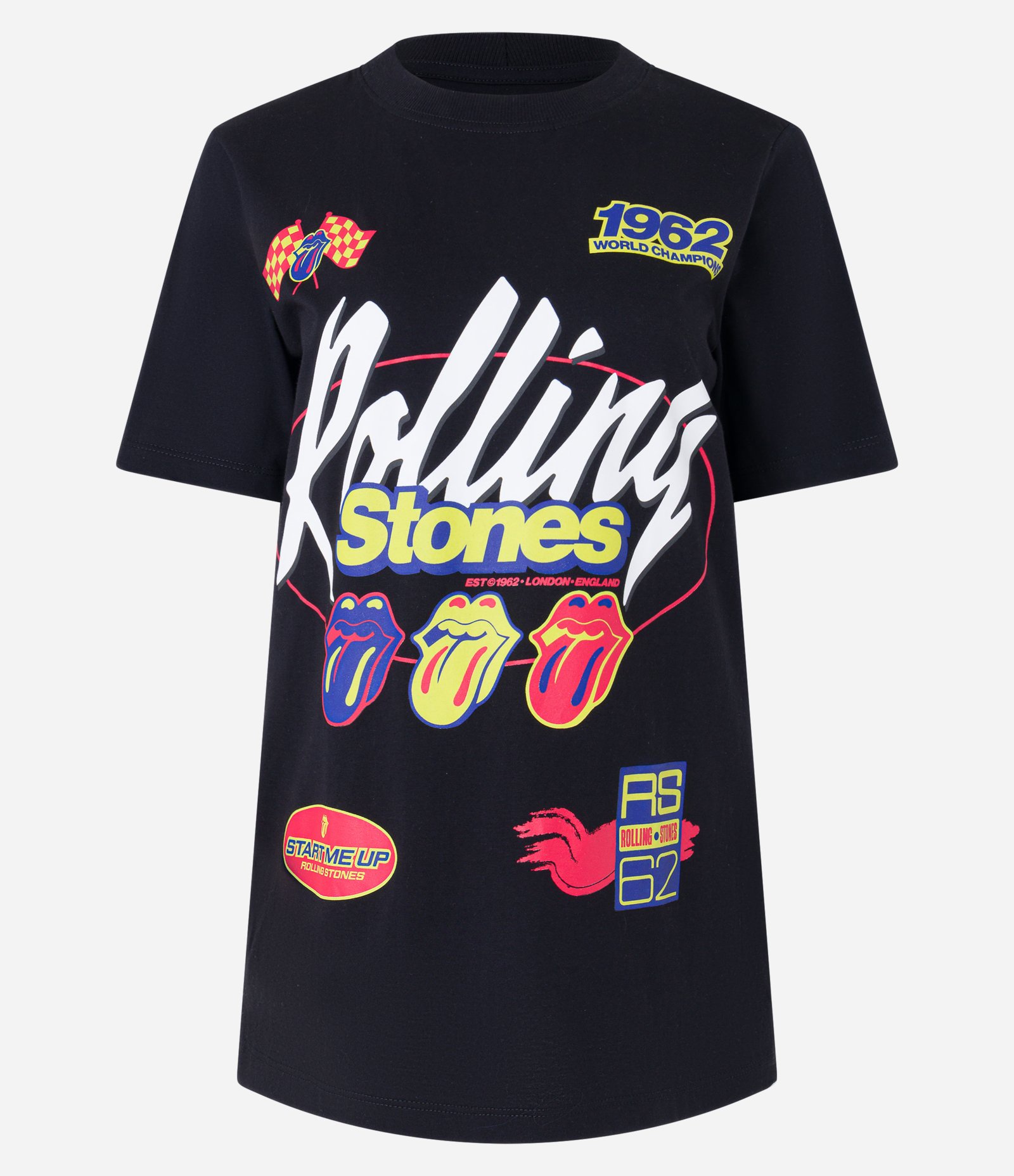 Camiseta Alongada em Algodão com Estampa Rolling Stones Preto 4